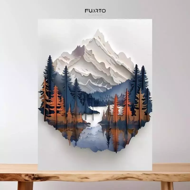 Hiasan Dinding Kayu dengan Motif Gunung