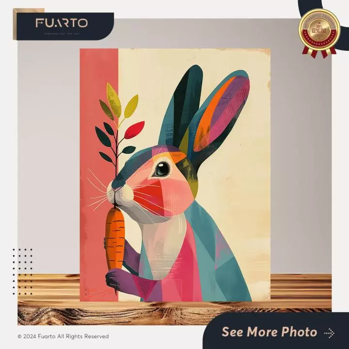 Hiasan Dinding Kayu Pop Art Kelinci